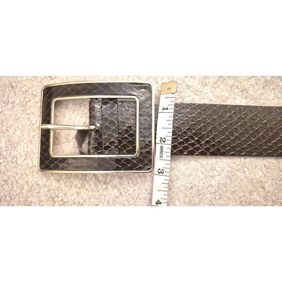 Banana Republic Dark Brown Genuine Leather Reptile Print Wide Belt Size M EUC - Picture 4 of 6